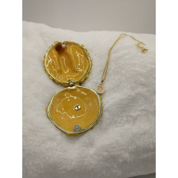 Hand-Painted Enameled Baby Sleeping on a Sunflower Trinket Box with Necklace - Picture 9 of 9